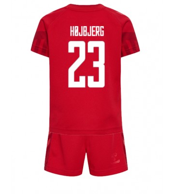 Denmark Pierre-Emile Hojbjerg #23 Replica Home Stadium Kit for Kids World Cup 2022 Short Sleeve (+ pants)